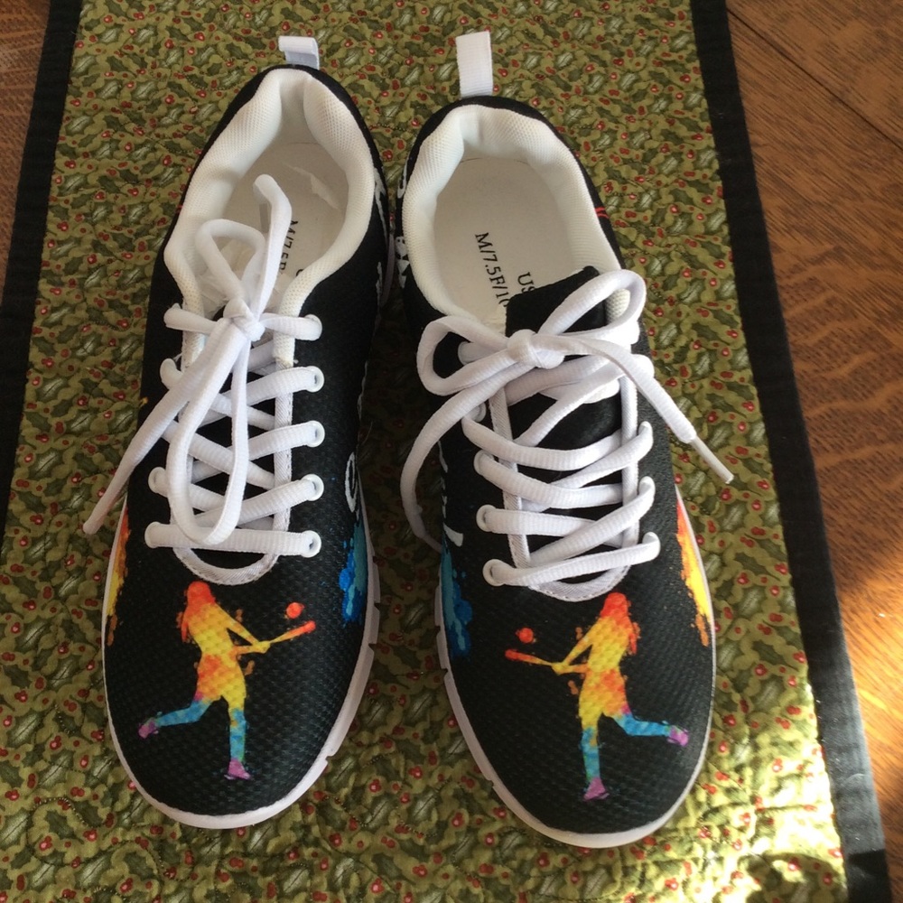 Softball girl multicolored sneakers